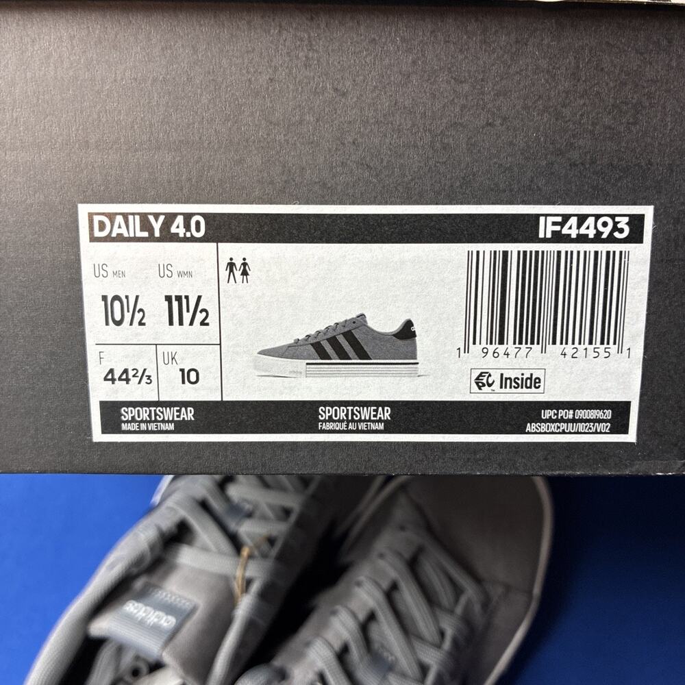Adidas Daily 4.0 Grey/Black Men’s 10.5 Sneakers IF4493 new with box - Picture 8 of 9